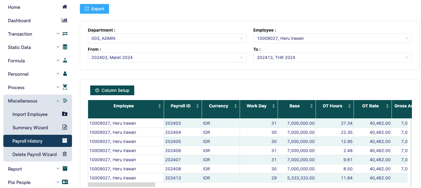 Payroll Summary Page