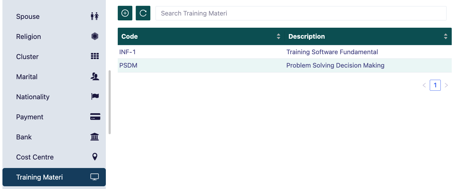 Training Material Page