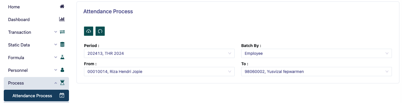 Attendance Process Page