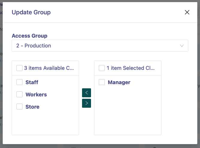 Menu Setup Update Group