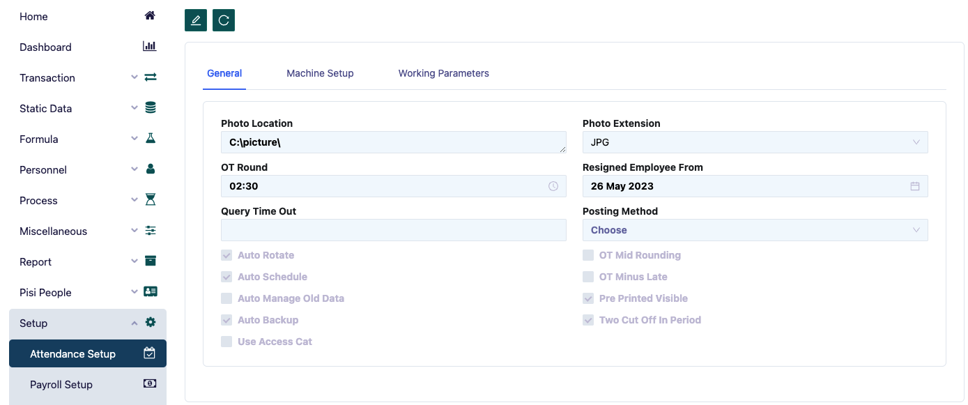 출석 설정 일반