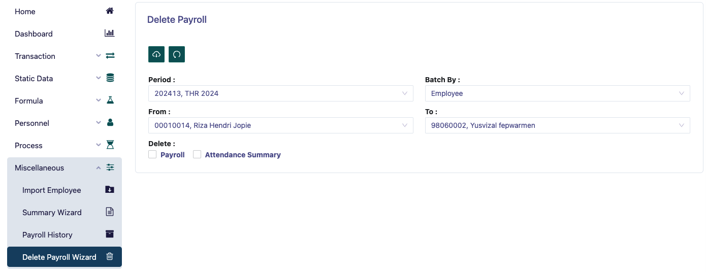 Delete Payroll Wizard