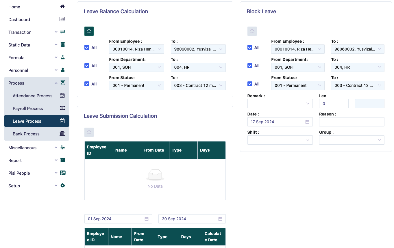 Payroll Process Page