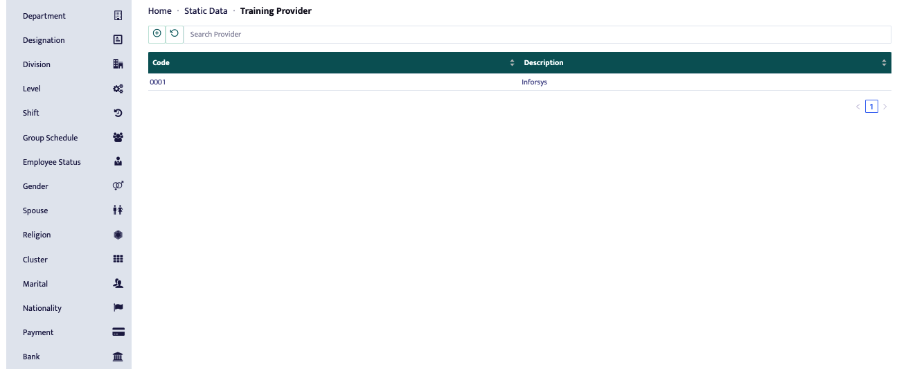 Training Provider Page